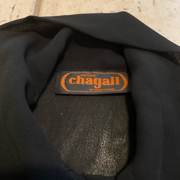 VINTAGE Boutique Chagall International Black Sheer Blouse Puff Sleeves Medium - Picture 5 of 7
